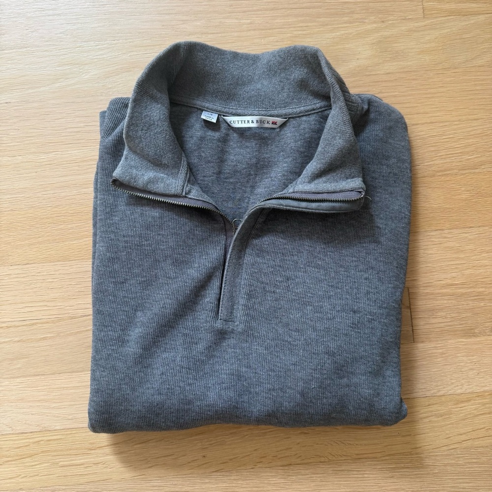 Cutter & Buck Men's Gray 1/4 Zip Sweater | Size: Large